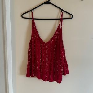 Red beaded adjustable feee people flown tank top